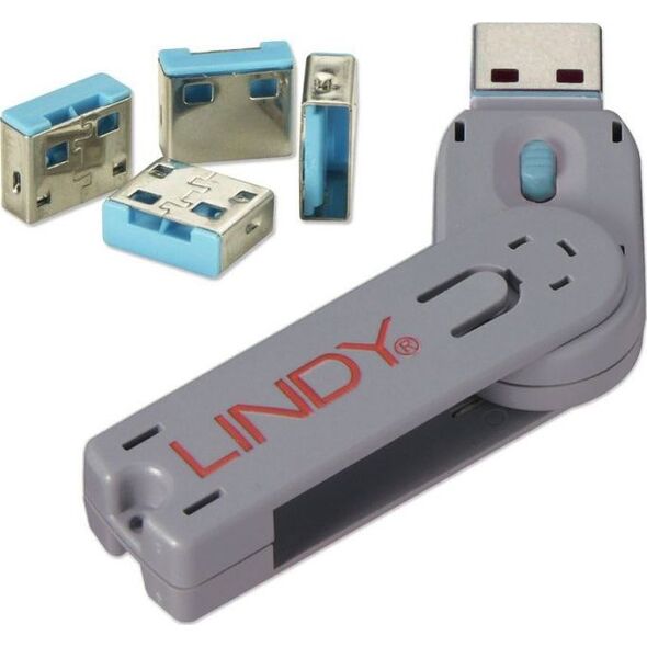 Lindy Zestaw 4 blokerów USB z kluczem (40452) 982840 4002888404525