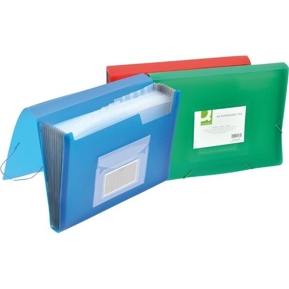 Q-Connect Teczka harmonijkowa z gumką A4, transparentna czerwona (5705831165977) 1101138 5705831165977