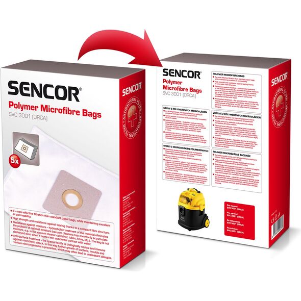 Worek do odkurzacza Sencor SVC3001, 5 sztuk (40022755) 1234506 8590669090778