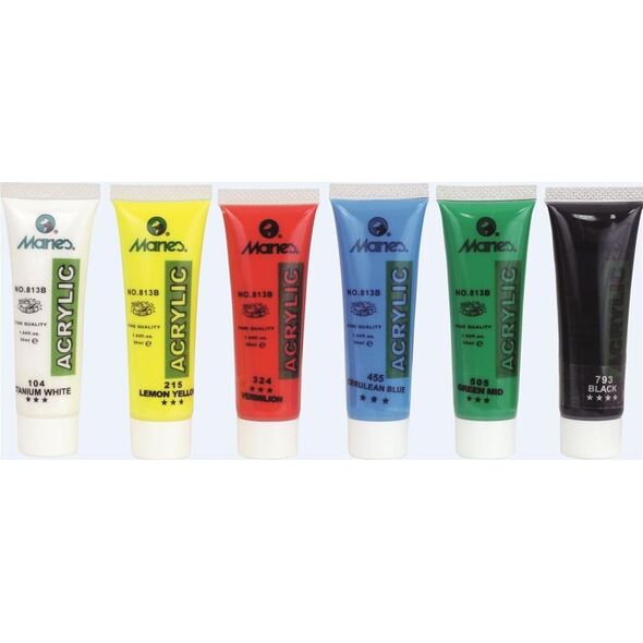 Maries Farby akrylowe 6 kolorĂłw w tubce 30 ml 1354223 5903364258375