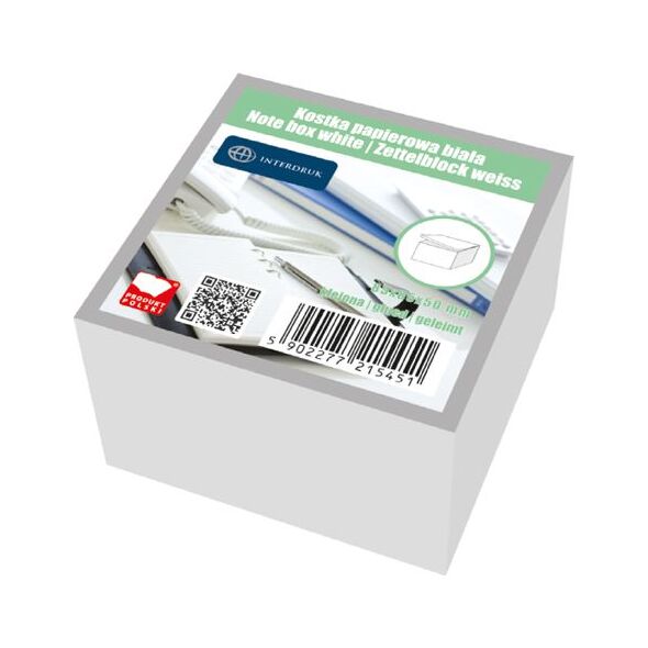 Interdruk Kostka papierowa biała 85x85x50 mm klejona 1358454 5902277215451