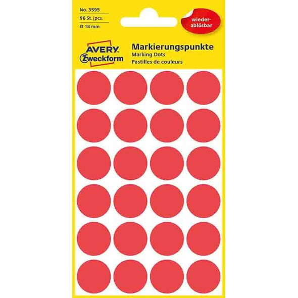 Avery Zweckform ETYK.ZF 3595 USUW KÓŁKA DO ZAZN CZERWONE - 3595 1470447 4004182038123