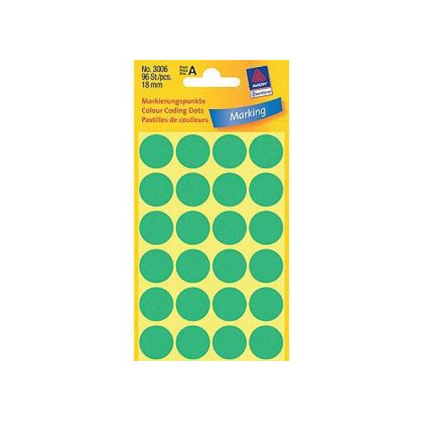 Avery Zweckform ETYK.ZF 3006 18 MM KÓŁKA ZIELONE ETYKIETA - 3006 1470740 4004182030066
