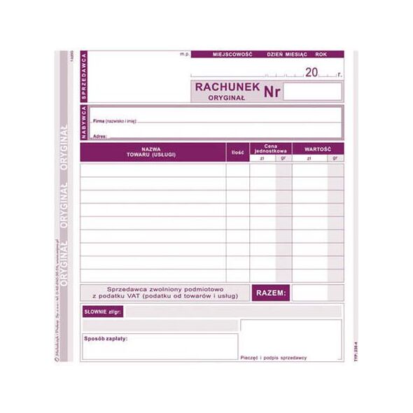 Michalczyk & Prokop D RACH.UPR.2/3 A5 2SKŁ.W.VAT 230-4 DRUK RACHUNEK - 230-4 1475368 5906858001679