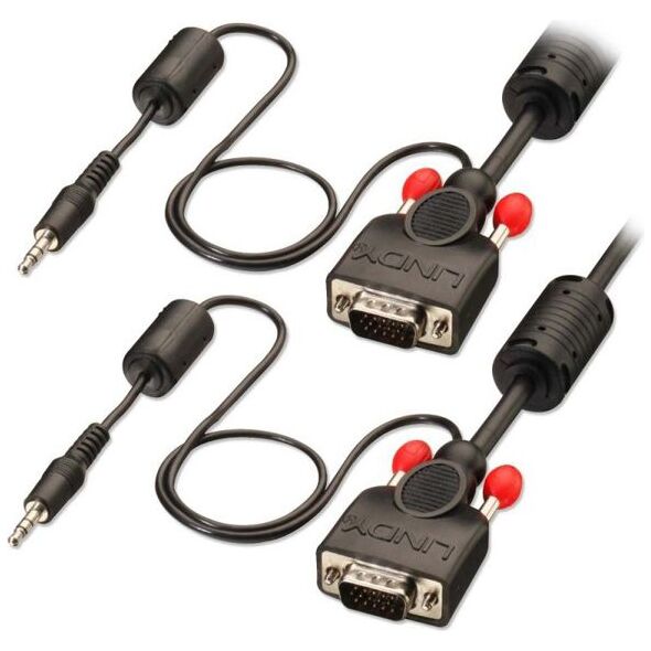 Kabel Lindy D-Sub (VGA) x2 - Jack 3.5mm x2 2m czarny (37299) 1516747 4002888372992