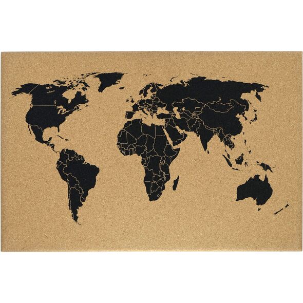 Memoboards TABLICA KORKOWA BEZ RAMY 600X400MM Z NADRUKIEM CZARNYM MAPY ŚWIATA MEMOBOARDS (TC64BR1 DC) 1735650 5907377379959