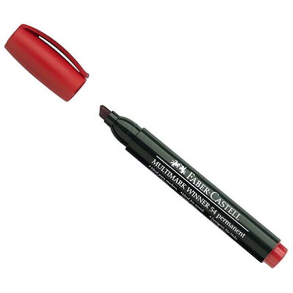 Faber-Castell Marker wodoodporny okrągła końcówka czerwony 1745464 7754111652209