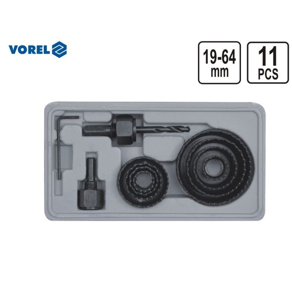 Vorel Wycinarka do otworów w drewnie 19-64mm 11 części (22570) 3003145 5906083225703