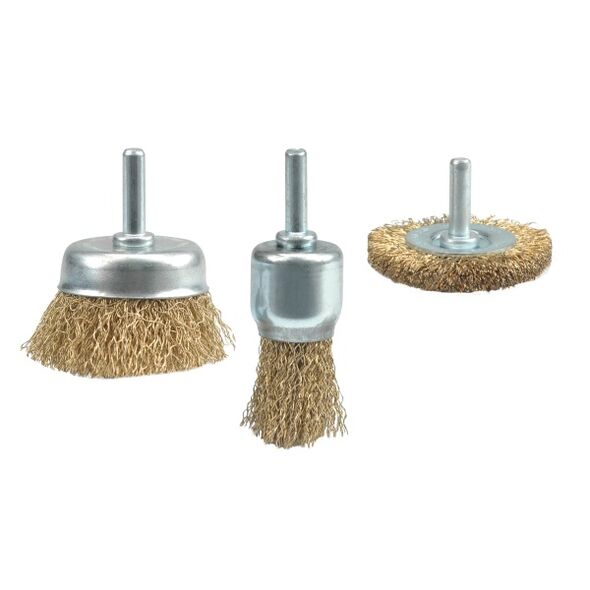 Vorel Szczotki druciane z trzpieniem drut karbowany 75mm 3szt. 06989 3016400 5906083069895