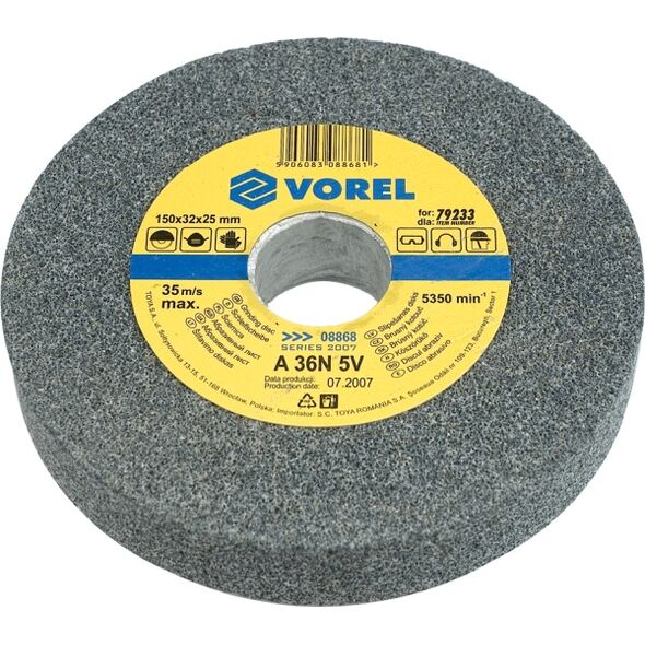 Vorel Tarcza do szlifierki stołowej gruboziarnista 125x12x15mm (08860) 3016557 5906083088605