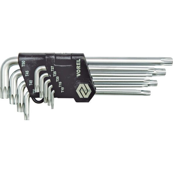 Vorel Zestaw kluczy trzpieniowych torx typ L T10-T50 z otworem 9szt. (56478) 3017914 5906083564789