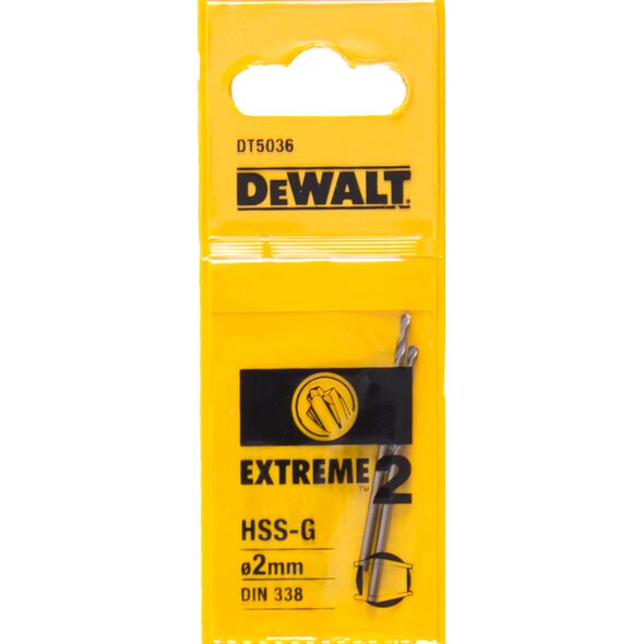 Wiertło Dewalt do metalu HSS walcowe 2mm 2szt. (DT5036-QZ) 3029343 5035048034781