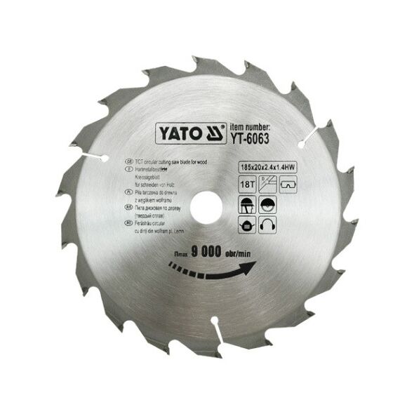 Yato Piła tarczowa do drewna 185x20mm 18z YT-6063 3030328 5906083960635