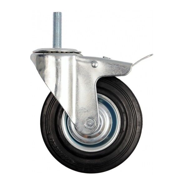 Vorel Kółko skrętne z czarną gumą, hamulcem i trzpieniem gwintowanym 125mm (87333) 3056701 5906083873331