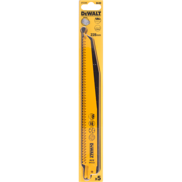 Dewalt Brzeszczoty do pilarek szablowych BIM 228mm podz. 3,6-5,1mm 5szt. DT2349 3098185 5035048034590