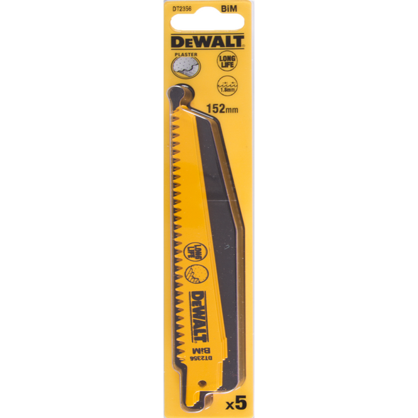 Dewalt Brzeszczoty do pilarek szablowych BIM 152mm podz. 1,8mm 5szt. DT2356 3098189 5035048033364