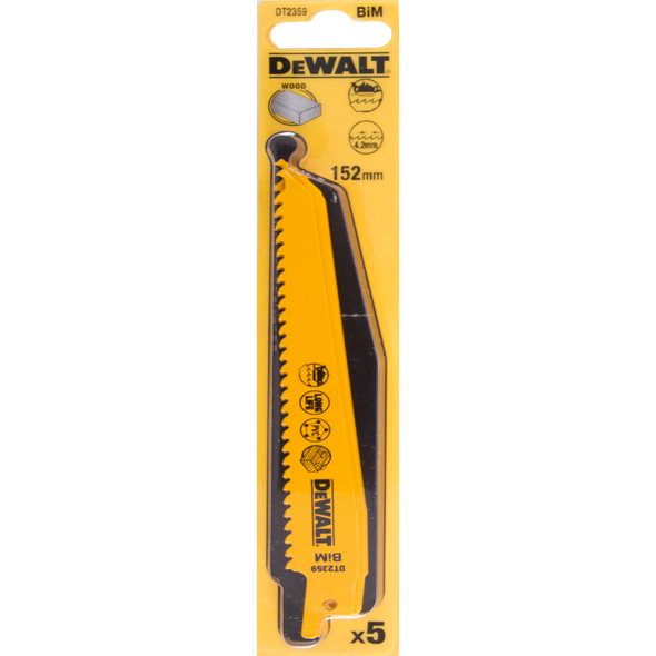 Dewalt Brzeszczoty do pilarek szablowych BIM 152mm podz. 3,6-5,1mm 5szt. (DT2359) 3098190 5035048034583