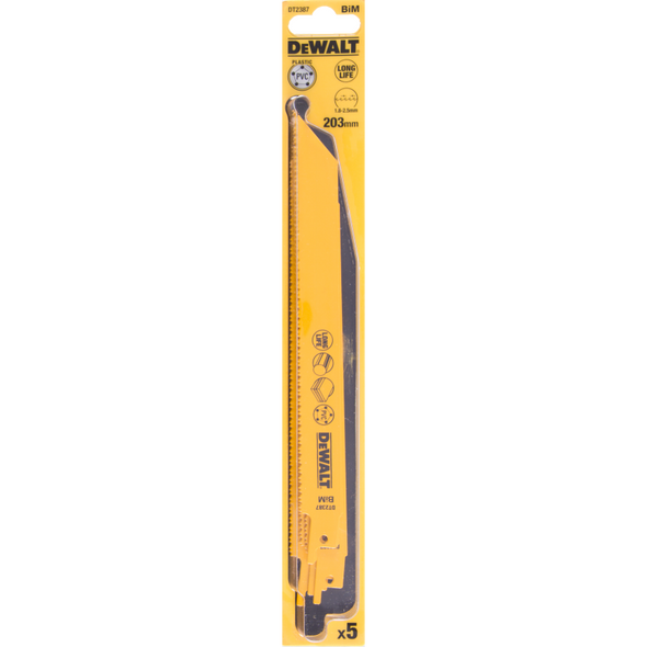Dewalt Brzeszczoty do pilarek szablowych BIM 203mm podz. 1,8-2,5mm 5szt. DT2387 3098194 5035048034644