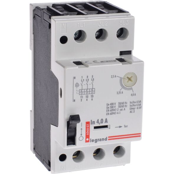 Legrand Wyłącznik silnikowy 3P 1,5kW 2,5-4A M 250 4 606807 3109152 3245066068077
