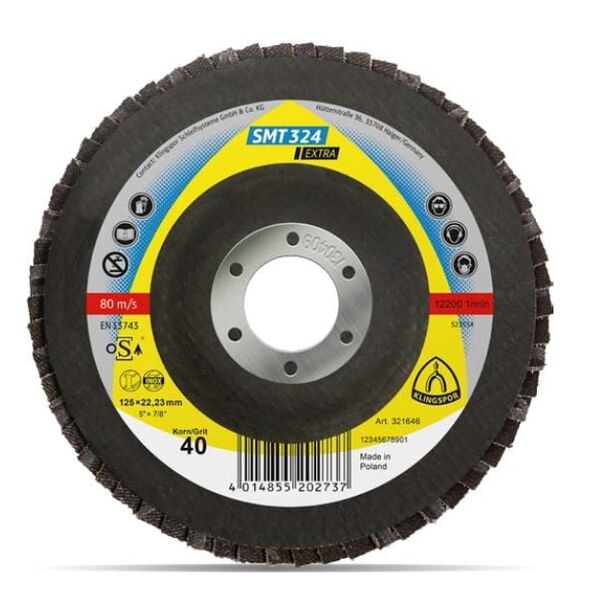 Klingspor Ściernica listkowa 125mm SMT324 EXTRA granulacja 40 - 321510 3139327 4014855202171