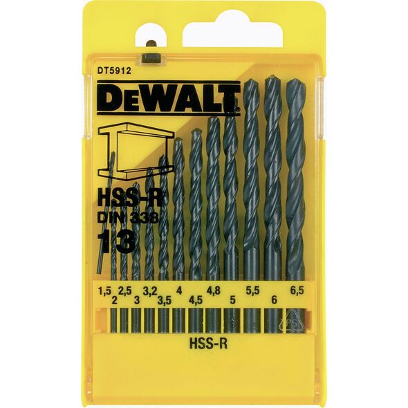 Wiertło Dewalt do metalu HSS walcowe 1,5 2 4,5 4 5,5 5 4,8 3 2,5 3,5 6 3,2 6,5mm zestaw (DT5912-QZ)