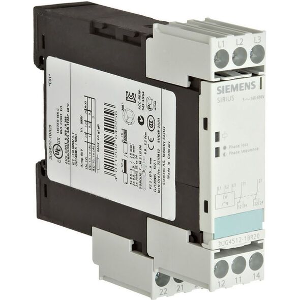 Siemens Przekaźnik kolejności i zaniku faz 3A 2P 0,45sek 160-690V AC (3UG4512-1BR20) 3331609 4011209642256