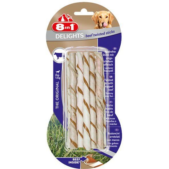 8in1 Przysmak 8in1 Delights Beef Twisted Sticks 10 szt. 1104248 4048422122500