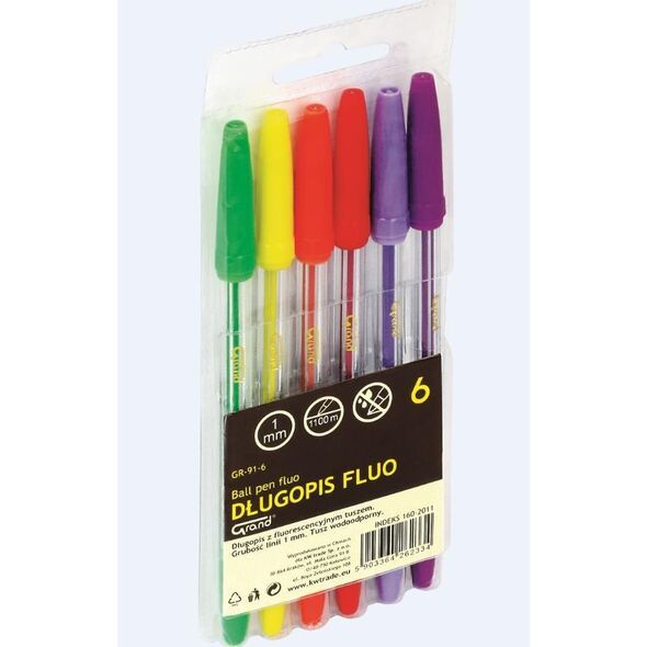 Grand DĹ‚ugopis 6 kolorĂłw Fluo GR-91 1243915 5903364262334
