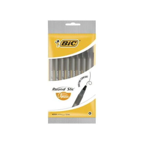 Bic Długopis round stick czarny pouch 8 928498 951056 3086123399303