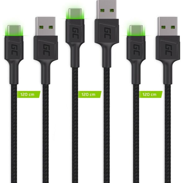 Kabel USB Green Cell USB-A - USB-C 1.2 m Czarny (KABGCSET02)