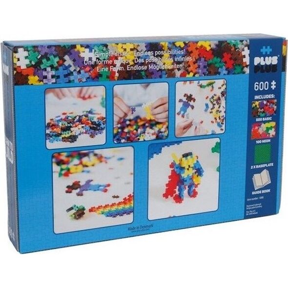 Plus Plus Plus-Plus, Mini MIX 600 szt (Basic, Neon) i 2 płytki konstrukcyjne