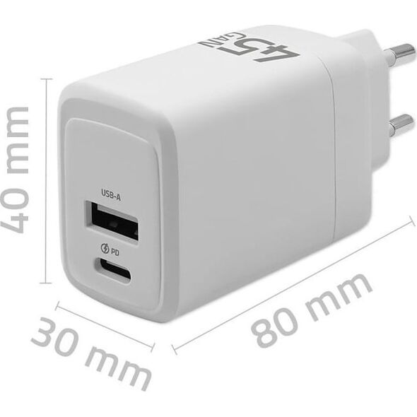 Ładowarka Qoltec Ładowarka sieciowa Qoltec 45W GaN biała