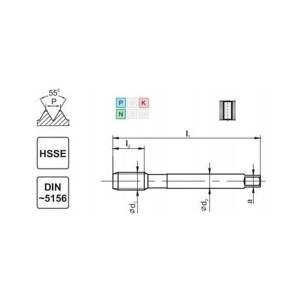 Fanar GWINTOWNIK G  1/2" DIN-5156B HSSE 800