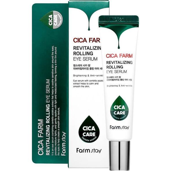 Farmstay Serum pod oczy FARMSTAY CICA z wąkrotką azjatycką, koreański roller rewitalizujący, 25 ml
