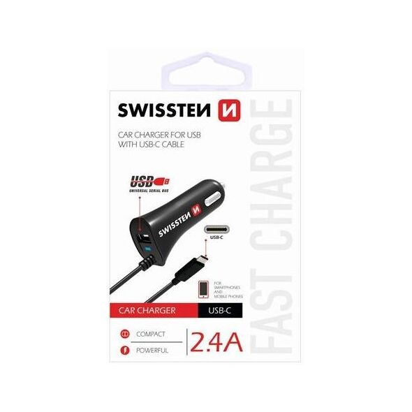 Ładowarka Swissten Jednoczęściowa 1x USB-A 2.4 A  (20111500)