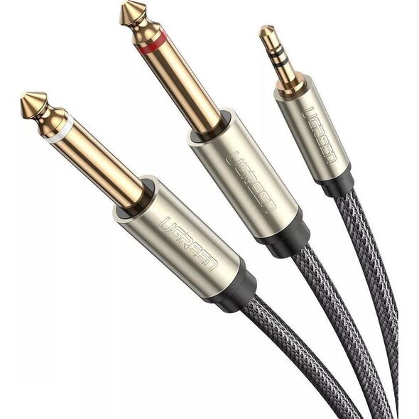 Kabel Ugreen Jack 3.5mm - Jack 6.3mm x2 1m szary (UGR544GRY)