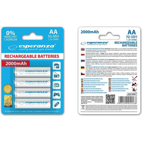 Esperanza Μπαταρία λευκή AA / R6 2000mAh 4 τεμ. 924555 5901299922538