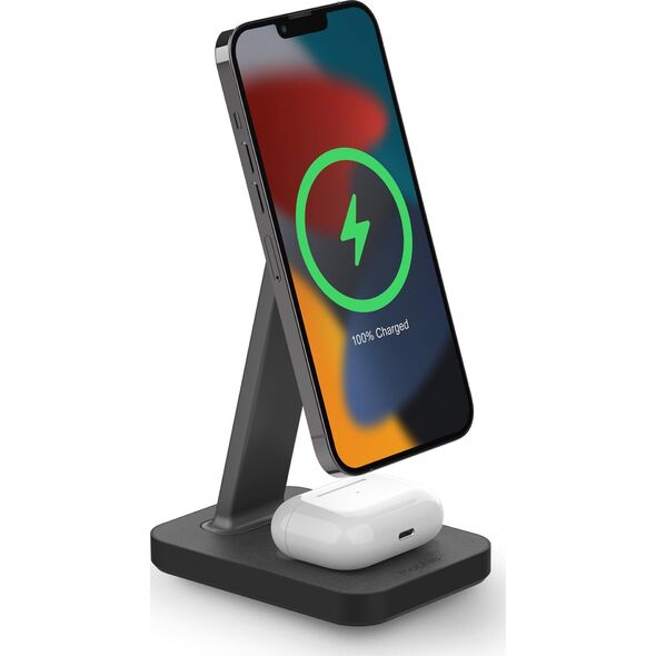 Ładowarka Zagg International Mophie Snap+ charging stand pad - stojąca ładowarka bezprzewodowa do dwóch urządzeń kompatybilna z MagSafe 15W (black)