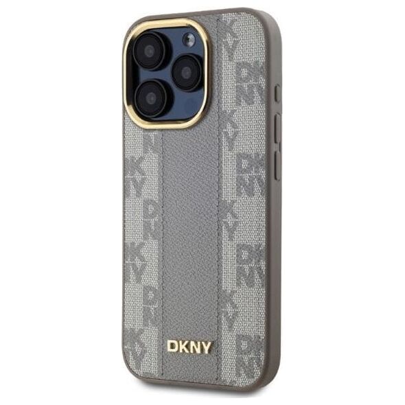 DKNY DKNY DKHMP15LPCPVSLE iPhone 15 Pro 6.1" beżowy/beige hardcase Leather Checkered Mono Pattern MagSafe