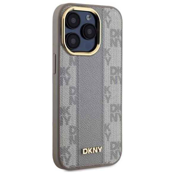 DKNY DKNY DKHMP15LPCPVSLE iPhone 15 Pro 6.1" beżowy/beige hardcase Leather Checkered Mono Pattern MagSafe
