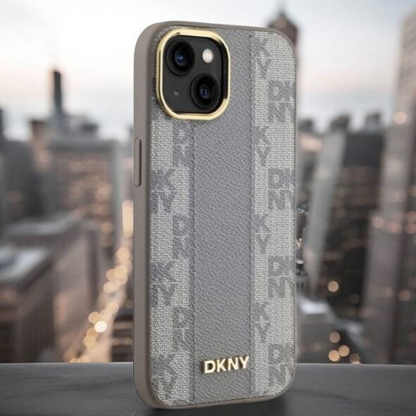 DKNY DKNY DKHMP15SPCPVSLE iPhone 15 6.1" beżowy/beige hardcase Leather Checkered Mono Pattern MagSafe