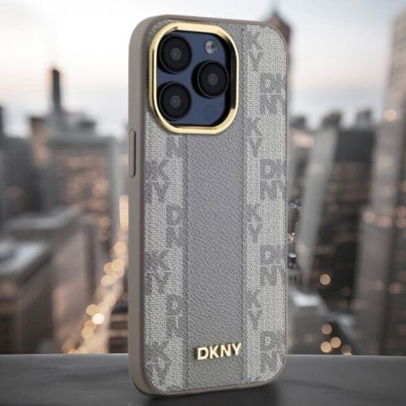 DKNY DKNY DKHMP14XPCPVSLE iPhone 14 Pro Max 6.7" beżowy/beige hardcase Leather Checkered Mono Pattern MagSafe