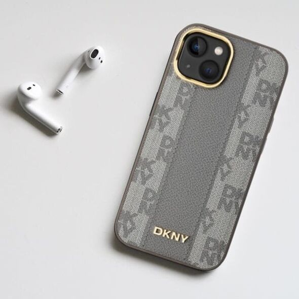 DKNY DKNY DKHMP15MPCPVSLE iPhone 15 Plus 6.7" beżowy/beige hardcase Leather Checkered Mono Pattern MagSafe