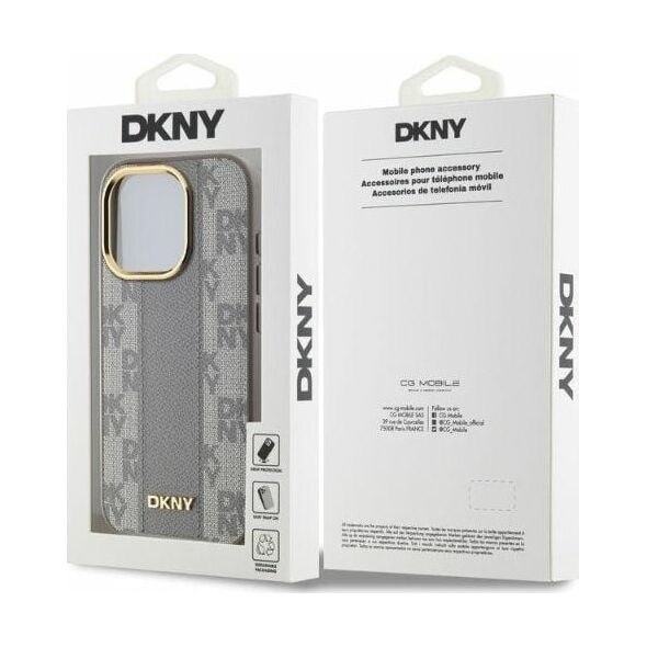 DKNY DKNY DKHMP15XPCPVSLE iPhone 15 Pro Max 6.7" beżowy/beige hardcase Leather Checkered Mono Pattern MagSafe