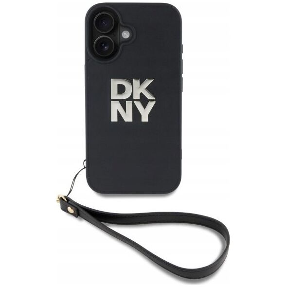 DKNY DKNY DKHCP16SPBSWSK iPhone 16 6.1" black/black hardcase Wrist Strap Stock Logo