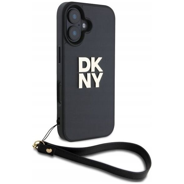 DKNY DKNY DKHCP16SPBSWSK iPhone 16 6.1" black/black hardcase Wrist Strap Stock Logo