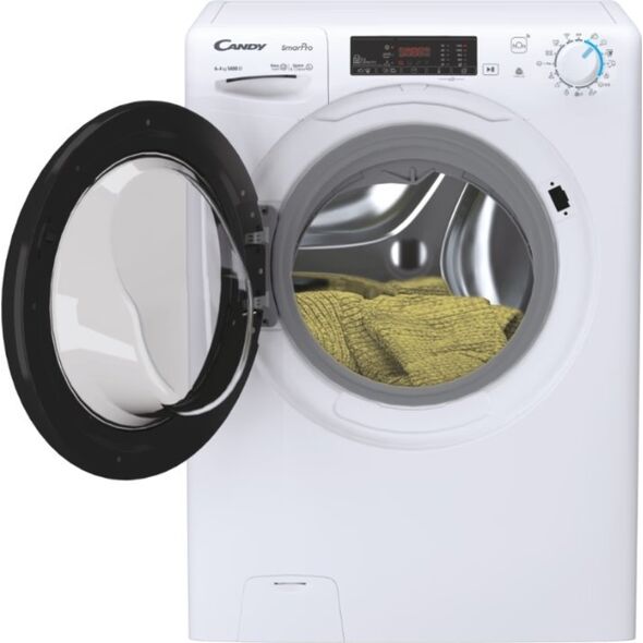 Pralko-suszarka Candy Candy Washing Machine with Dryer | CSHW4645TWB3/1-S | Energy efficiency class C/E | Front loading | Washing capacity 6 kg | 1400 RPM | Depth 45 cm | Width 60 cm | Display | Digit | Drying system | Drying capacity 4 kg | Steam functio