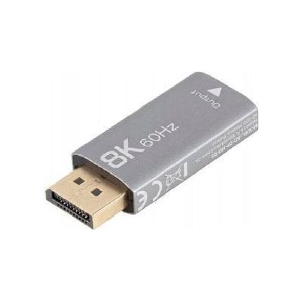 Adapter AV Lanberg Adapter Lanberg Displayport (M) -> HDMI (F) 8K srebrny