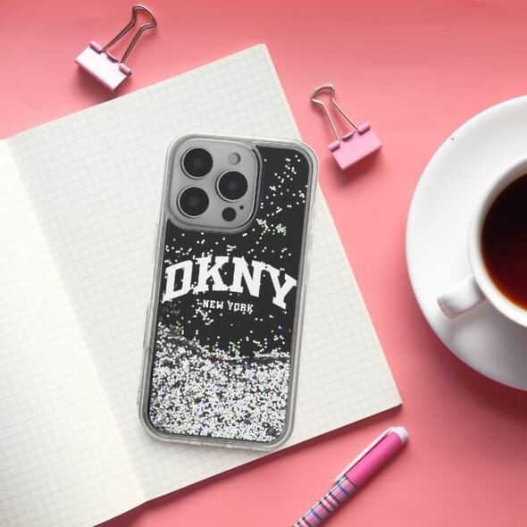 DKNY DKNY DKHCP16LLBNAEK iPhone 16 Pro 6.3"    czarny/black hardcase Liquid Glitter Arch Logo