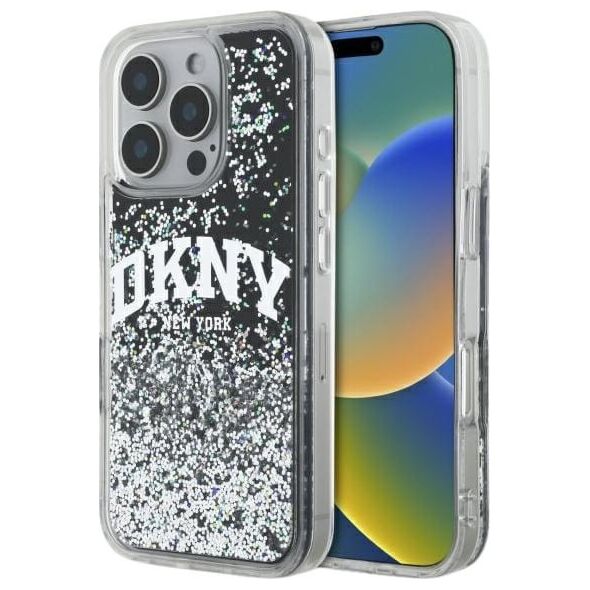 DKNY DKNY DKHCP16LLBNAEK iPhone 16 Pro 6.3"    czarny/black hardcase Liquid Glitter Arch Logo